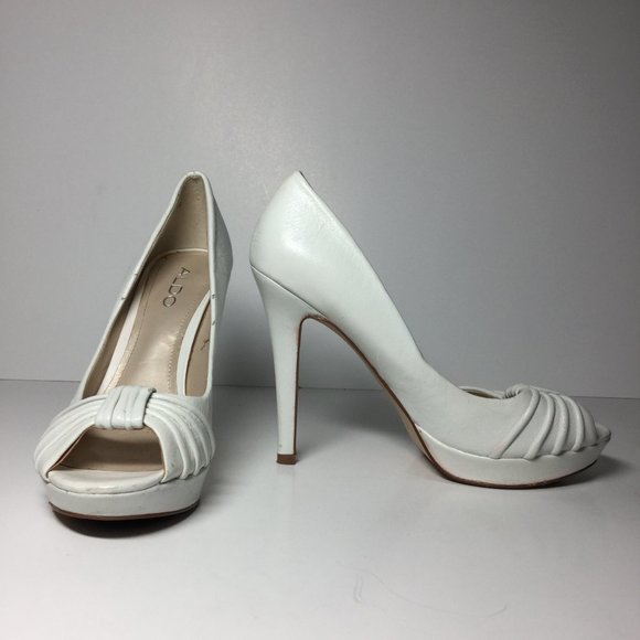 ALDO White Open Toe Stiletto Heels - Picture 2 of 8